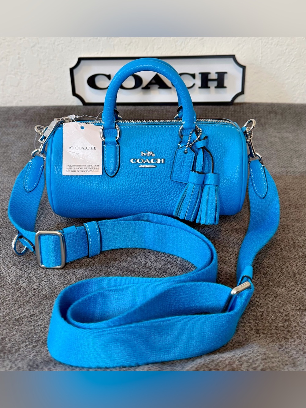 Coach Lacey “Electric Blue" convertible satchel barrel bag No. F2377-CJ571 NWT